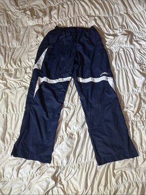 Asics Navy and White Track Pants
